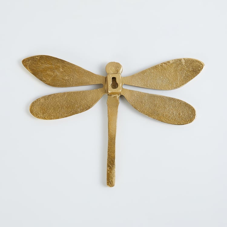 Splendid Gold Textured Metal Dragonfly Wall Decor Figurine