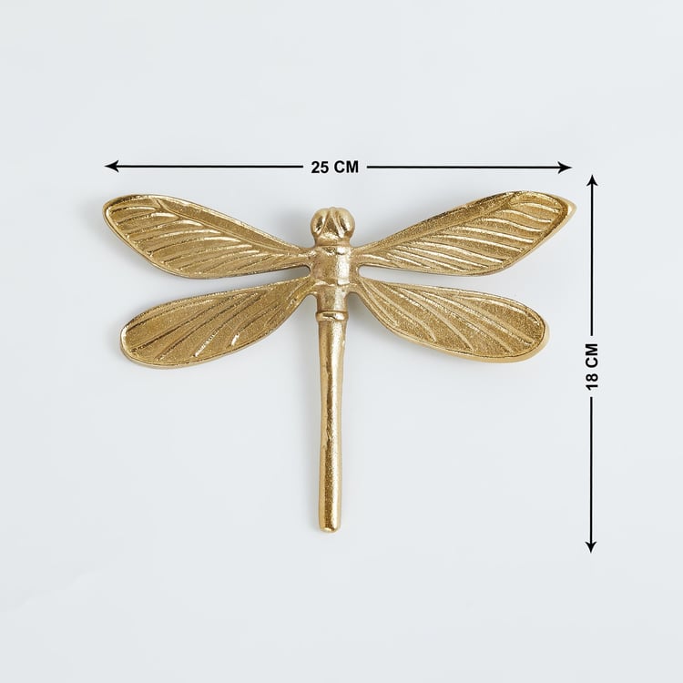 Splendid Gold Textured Metal Dragonfly Wall Decor Figurine