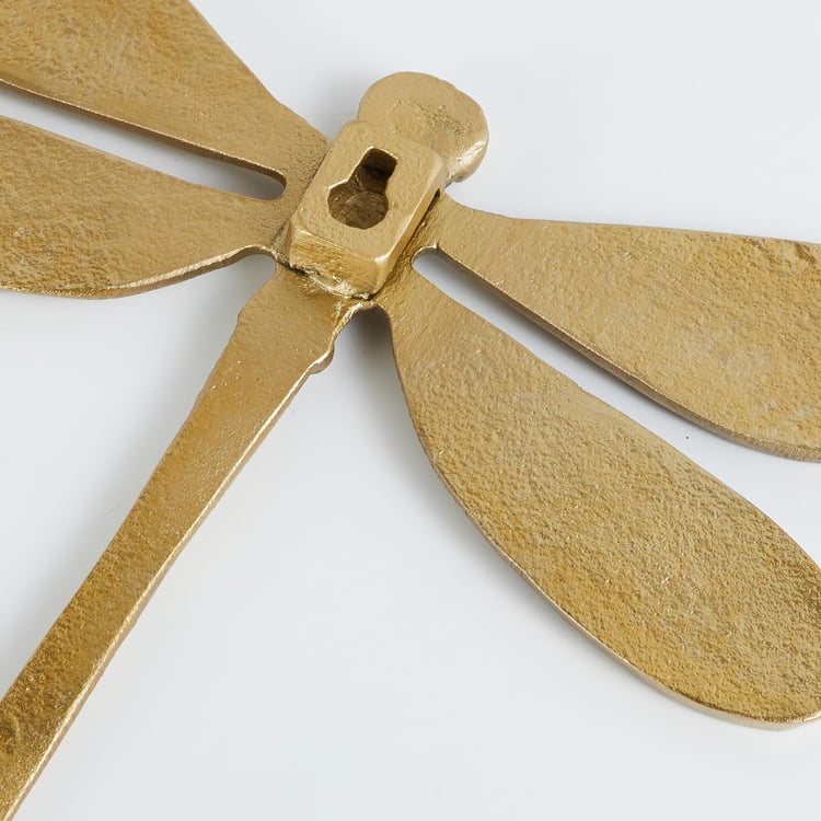 Splendid Gold Textured Metal Dragonfly Wall Decor Figurine