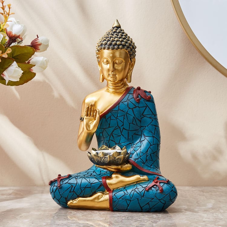 Alpana Polyresin Buddha Figurine with T-Light Holder