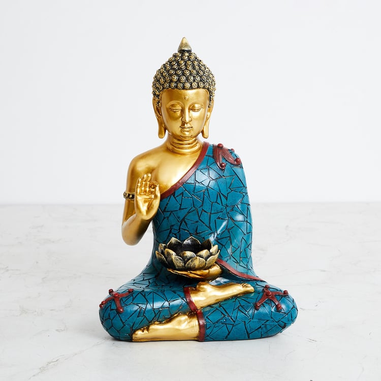 Alpana Polyresin Buddha Figurine with T-Light Holder