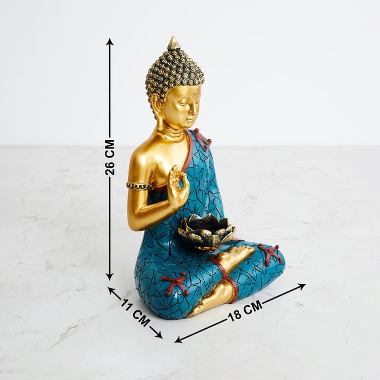 Alpana Polyresin Buddha Figurine with T-Light Holder