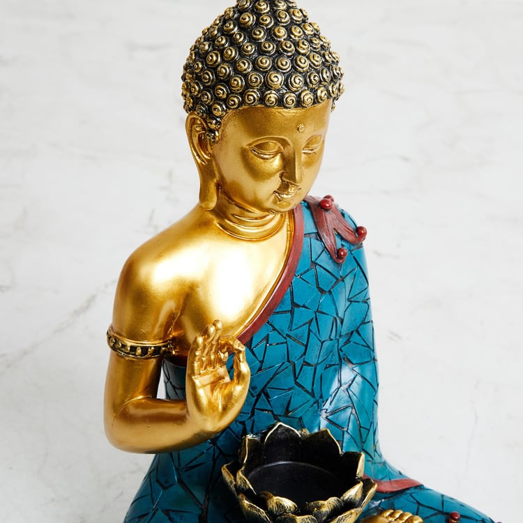 Alpana Polyresin Buddha Figurine with T-Light Holder