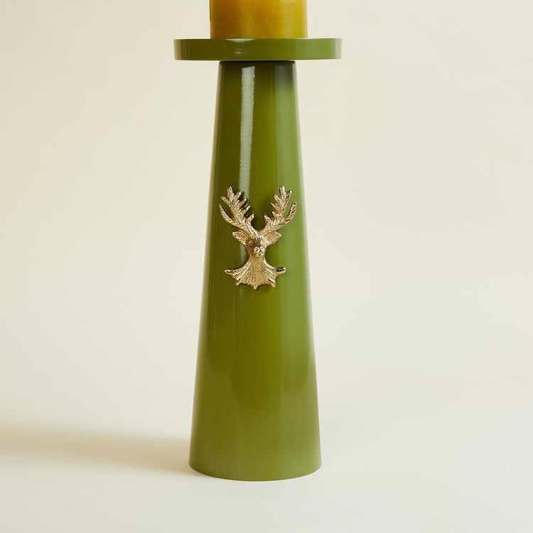 Splendid Metal Reindeer Pillar Candle Holder