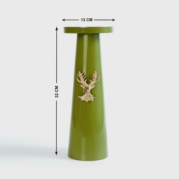 Splendid Metal Reindeer Pillar Candle Holder