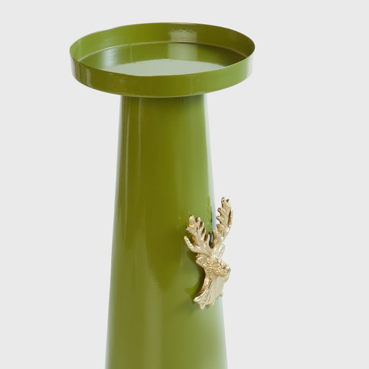 Splendid Metal Reindeer Pillar Candle Holder