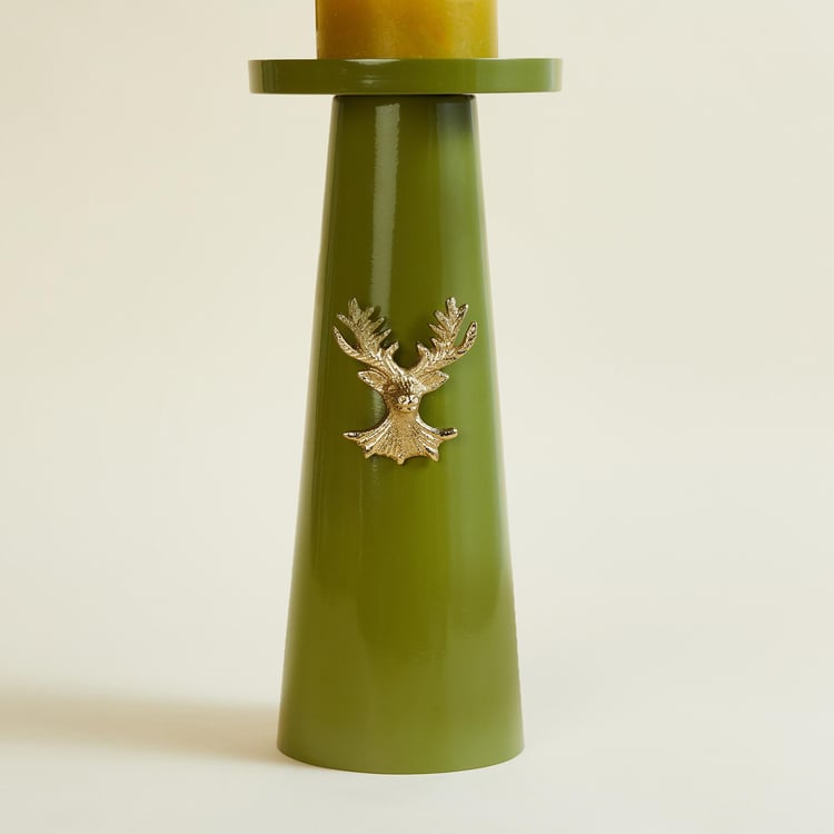 Splendid Metal Reindeer Pillar Candle Holder