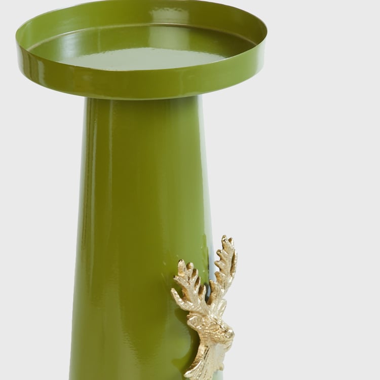 Splendid Metal Reindeer Pillar Candle Holder