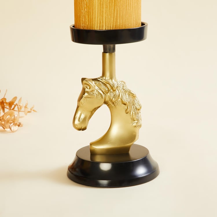 Vitara Metal Horse Pillar Candle Holder