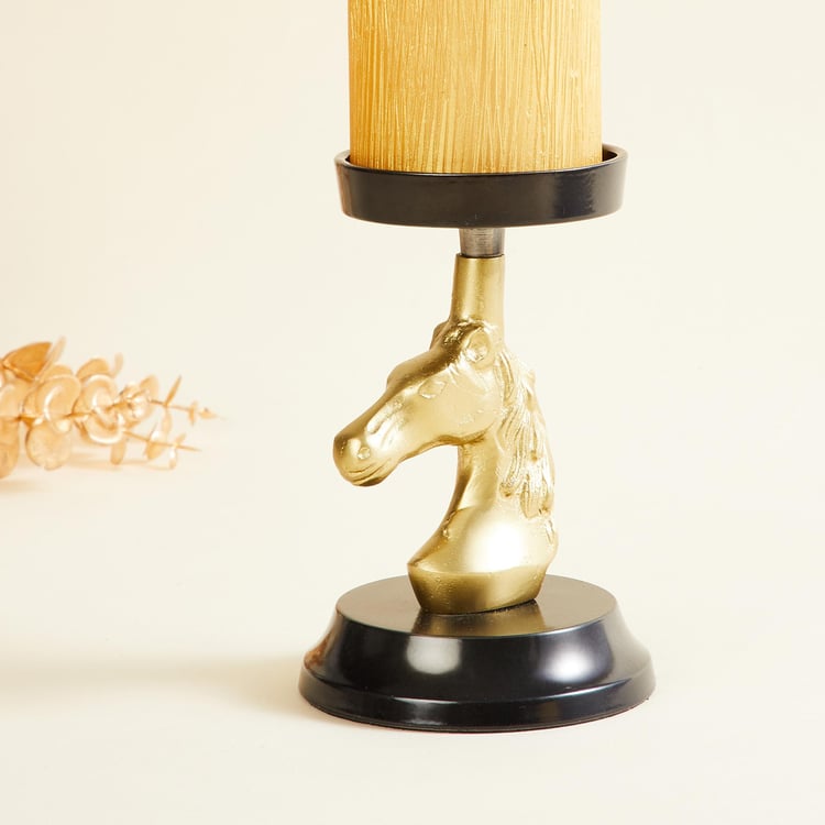 Vitara Metal Horse Pillar Candle Holder