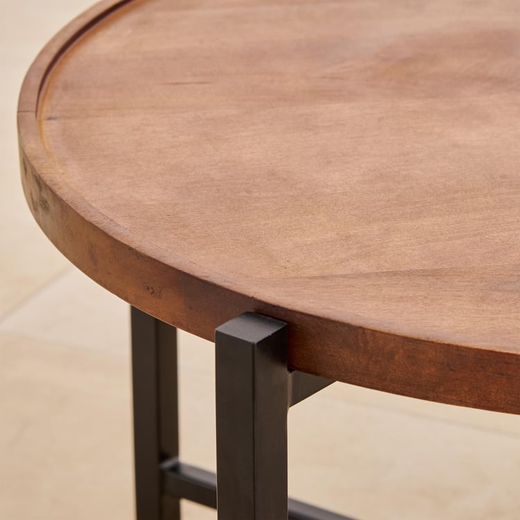 Helios Ajax Mango Wood Top Coffee Table - Brown and Black
