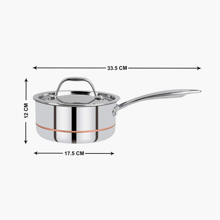 BERGNER Argent 5cx Silver Solid Stainless Steel Saucepan with Lid - 1.6l