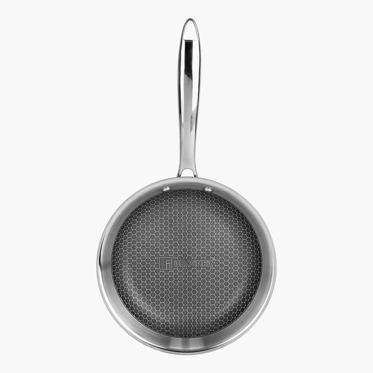 BERGNER Hitech Prism Non-Stick Stainless Steel Frying Pan with Glass Lid - 28 cm