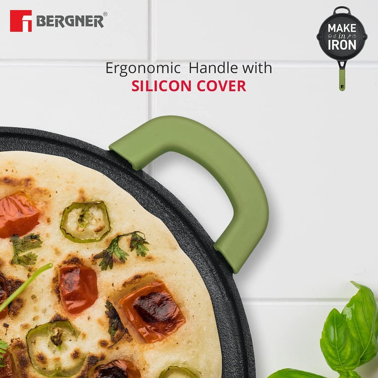 BERGNER Elements Black Cast Iron Flat Dosa Tawa - 30cm