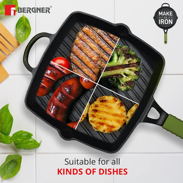 BERGNER Elements Black Cast Iron Grill Pan - 27cm