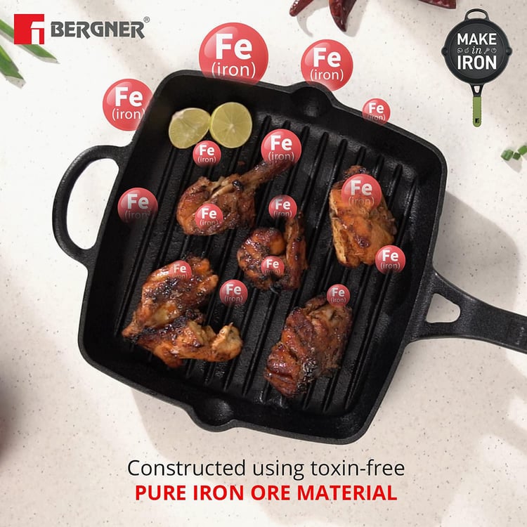 BERGNER Elements Black Cast Iron Grill Pan - 27cm