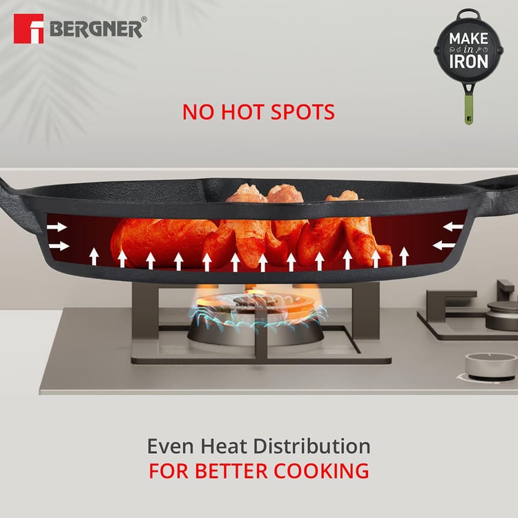 BERGNER Elements Olive Green Cast Iron Fry Pan - 26cm