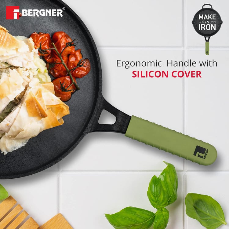 BERGNER Elements Black Cast Iron Flat Tawa - 30cm