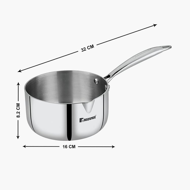 BERGNER Argent Silver Stainless Steel Induction-Base Saucepan - 16cm