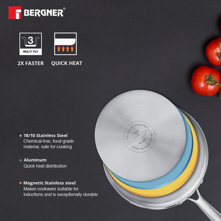 BERGNER Argent Silver Stainless Steel Induction-Base Saucepan - 16cm