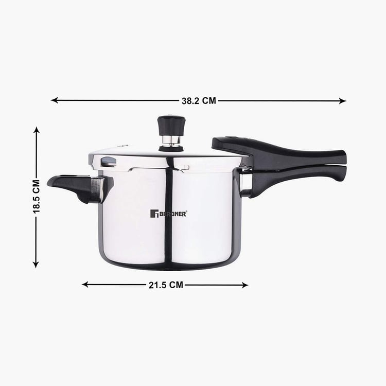 BERGNER Argent Elements Silver Stainless Steel Pressure Cooker With Outer Lid - 3.5l