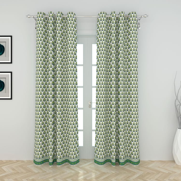 India Inspired Set of 2 Printed Semi-Blackout Door Curtains