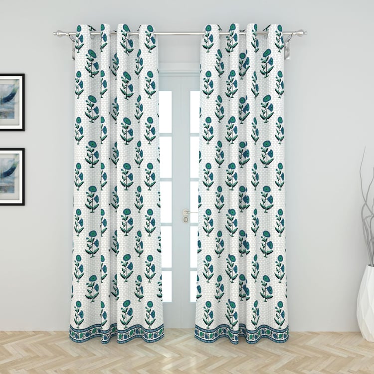 India Inspired Set of 2 Printed Semi-Blackout Door Curtains