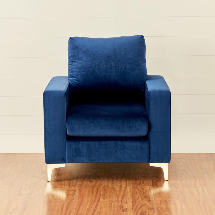 Noir Novelty Fabric 1-Seater Sofa - Blue