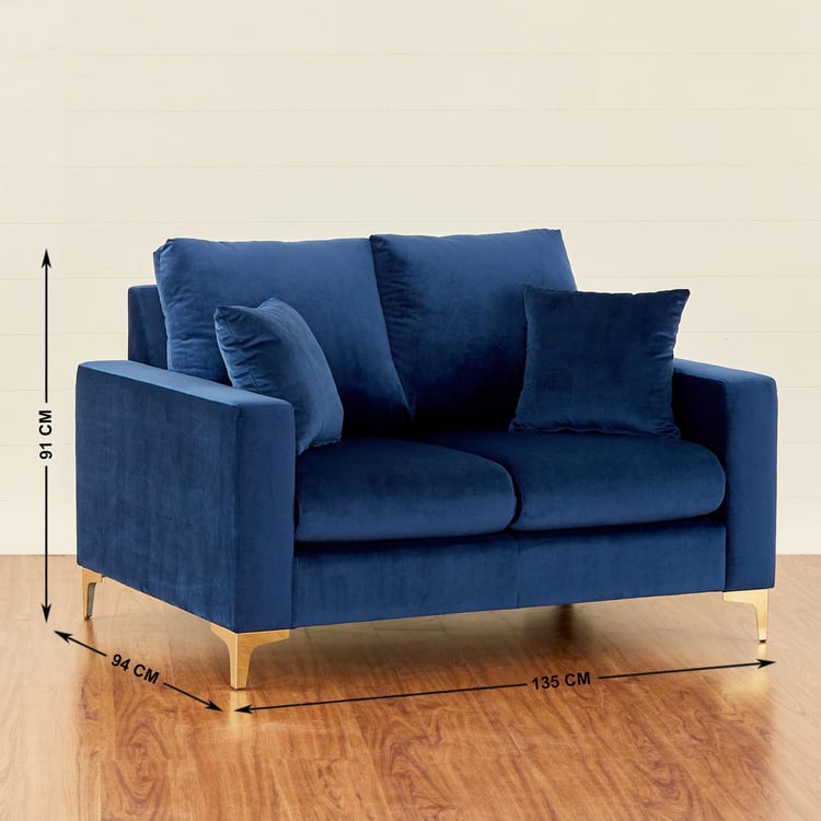 Noir Novelty Velvet 2-Seater Sofa - Blue