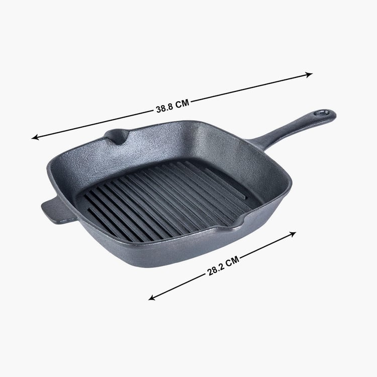 WONDERCHEF Forza Black Pre-Seasoned Cast Iron Grill Pan - 28.2cm