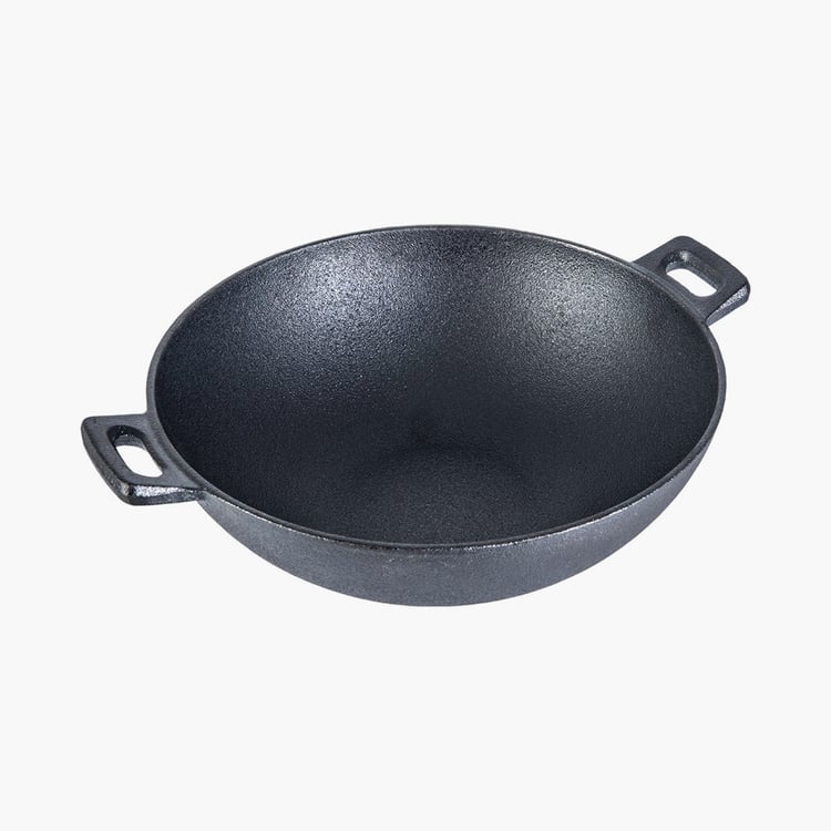 WONDERCHEF Forza Black Pre-Seasoned Cast Iron Kadhai -1.9l