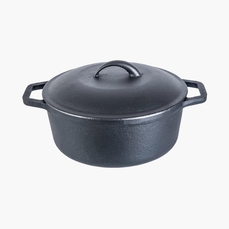 WONDERCHEF Forza Black Pre-Seasoned Cast Iron Casserole with Lid - 4.7l