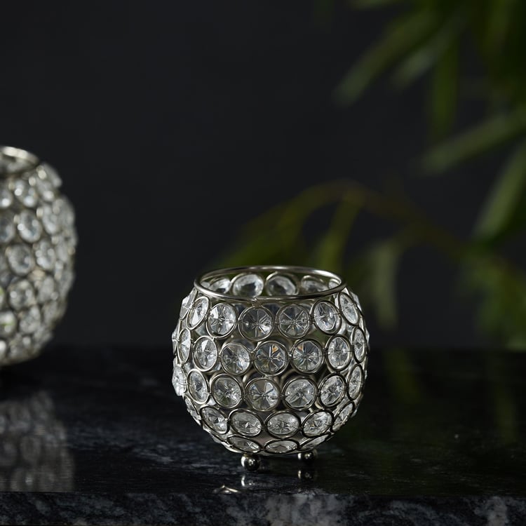 Fiesta Crystal Glass Votive Holder - Silver