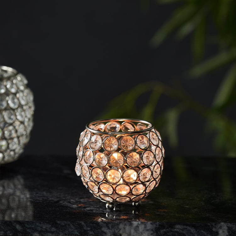 Fiesta Crystal Glass Votive Holder - Silver