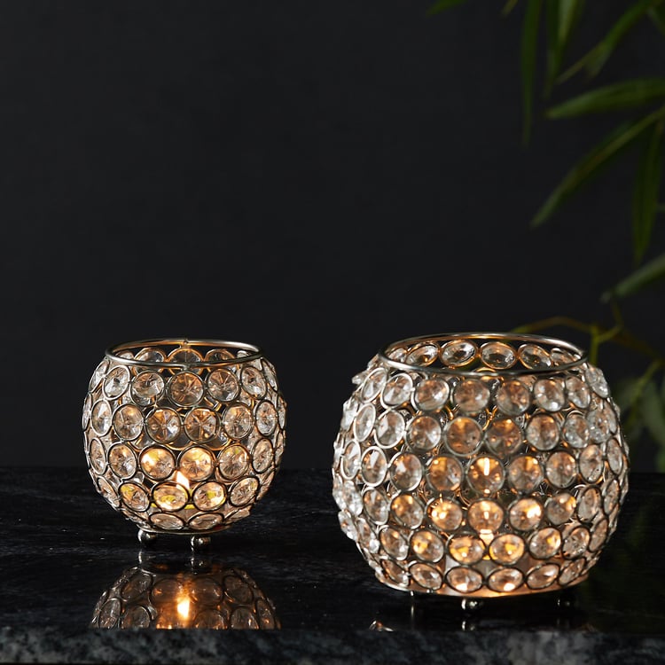 Fiesta Crystal Glass Votive Holder - Silver