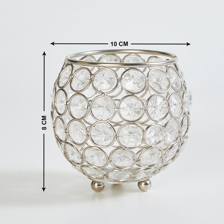 Fiesta Crystal Glass Votive Holder - Silver