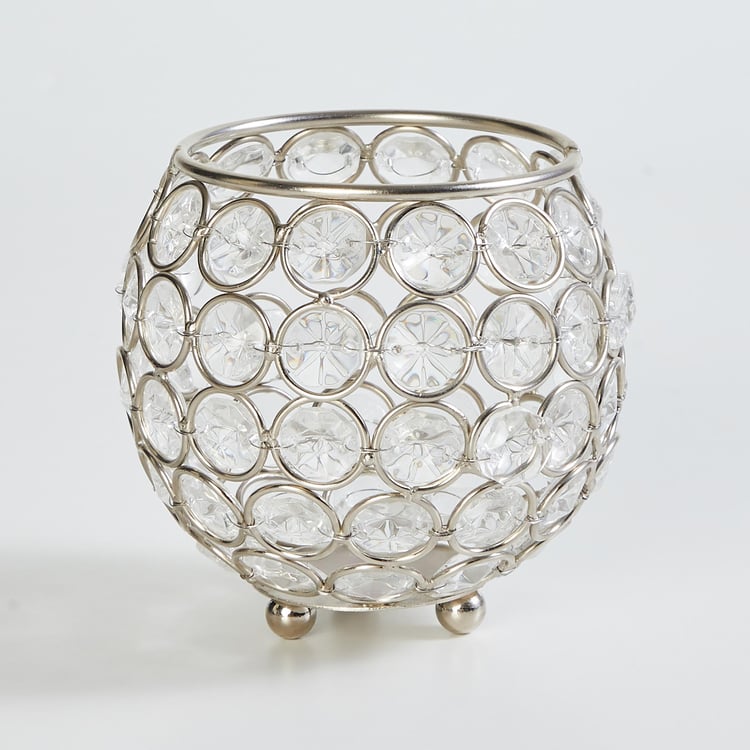 Fiesta Crystal Glass Votive Holder - Silver