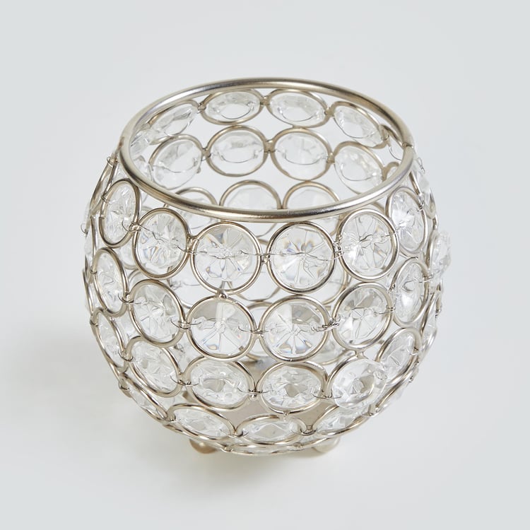 Fiesta Crystal Glass Votive Holder - Silver