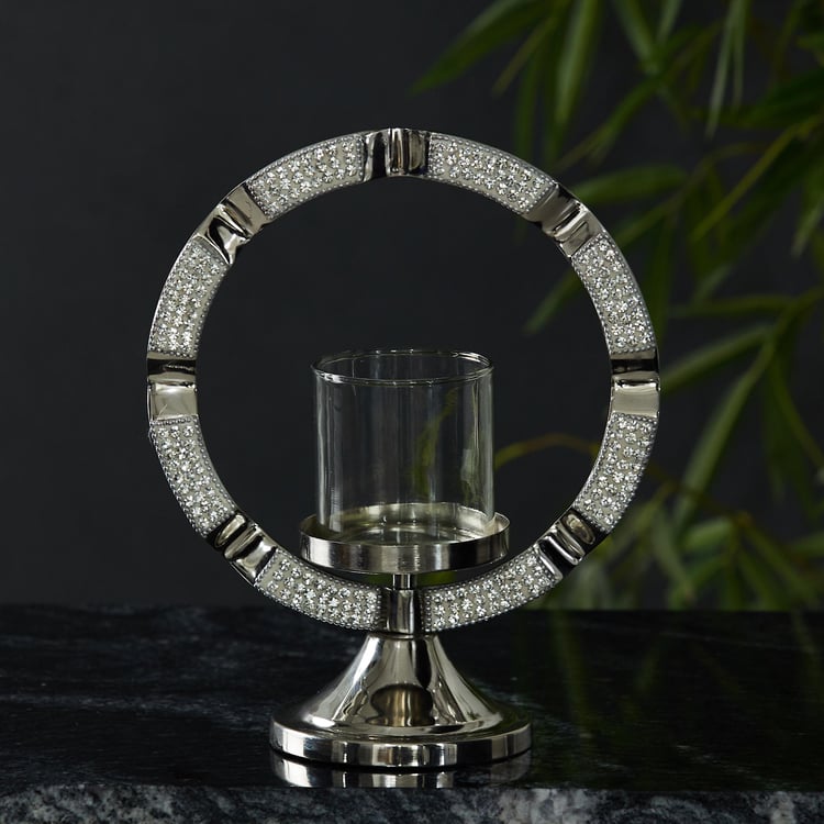 Fiesta Glass and Metal Arched Hurricane Candle Holder
