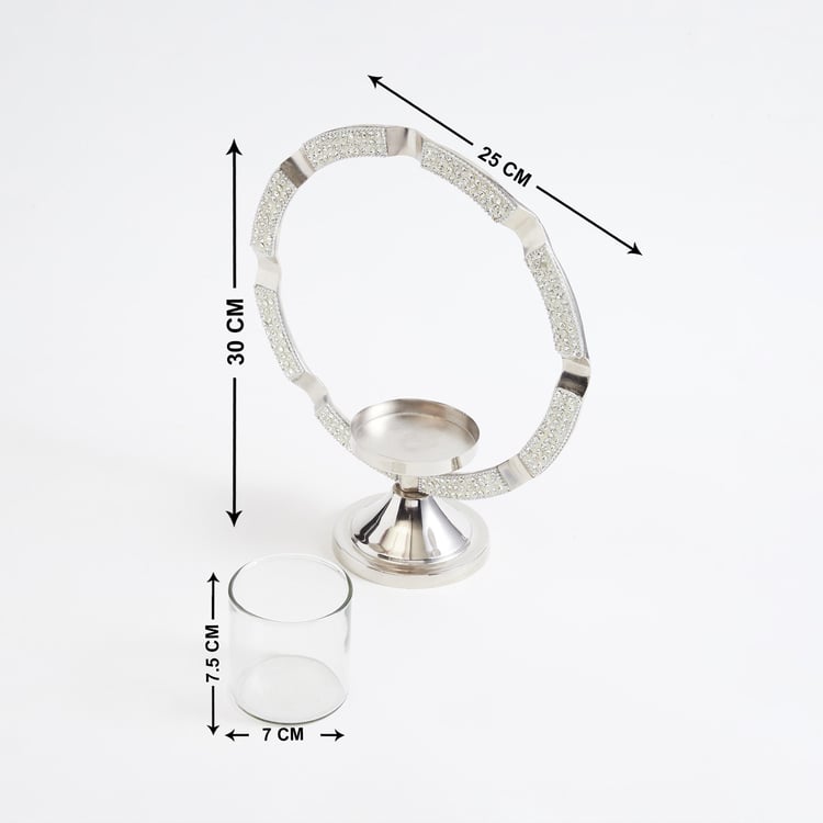 Fiesta Glass and Metal Arched Hurricane Candle Holder