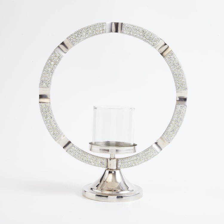 Fiesta Glass and Metal Arched Hurricane Candle Holder