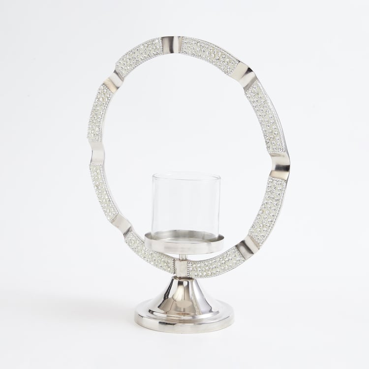Fiesta Glass and Metal Arched Hurricane Candle Holder