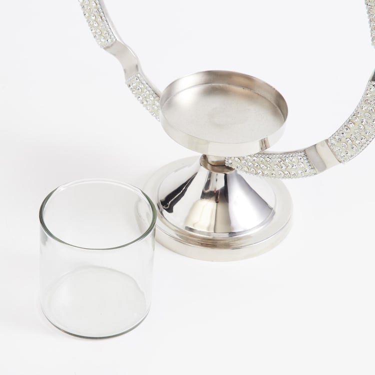 Fiesta Glass and Metal Arched Hurricane Candle Holder