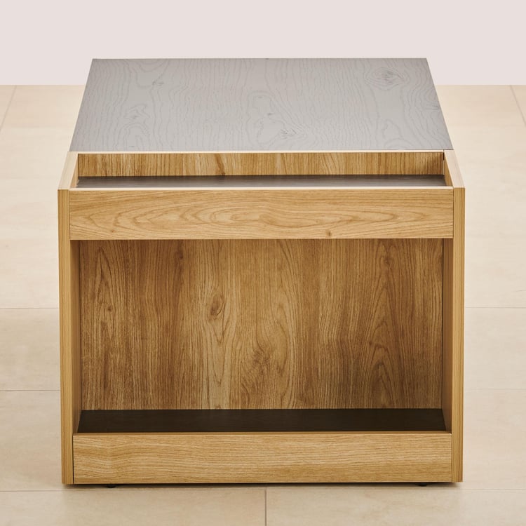 Kiro Coffee Table with Stools - Black and Brown