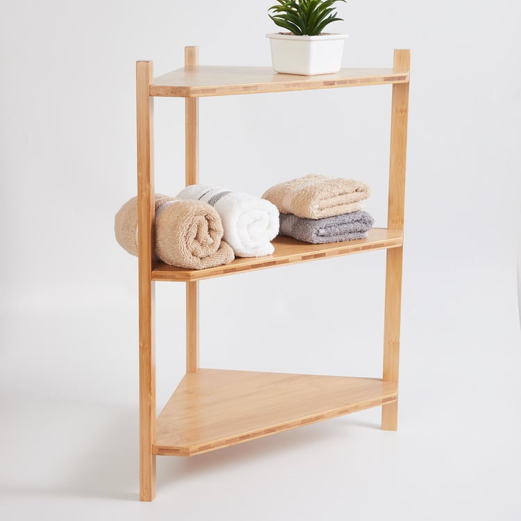 Omnia Bamboo Bathroom Corner Rack