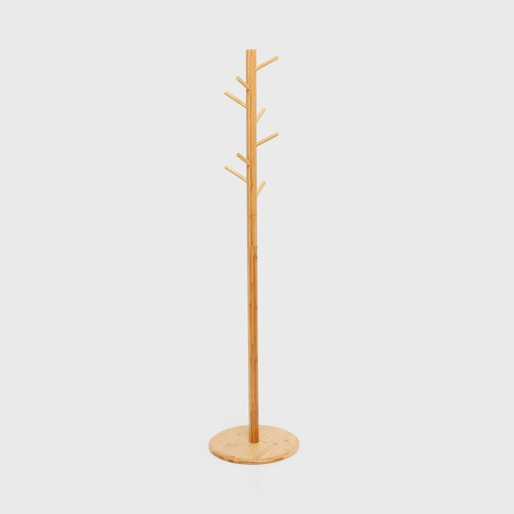 Omnia 8 Hooks Bamboo Coat Rack Stand