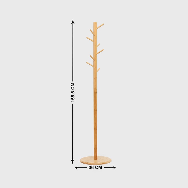 Omnia 8 Hooks Bamboo Coat Rack Stand