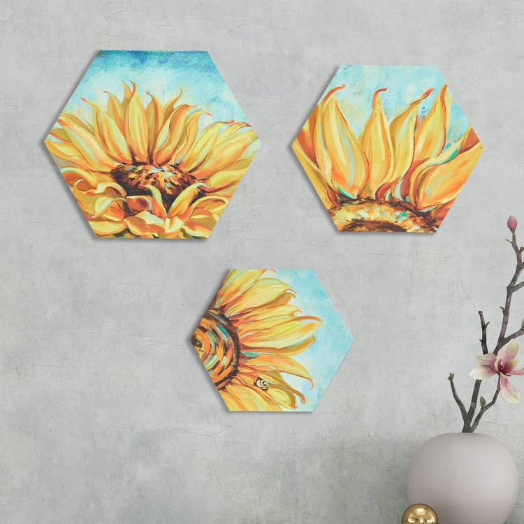 Brezza Art Sunflower Set of 3 Wood Picture Frames - 30x26.5cm