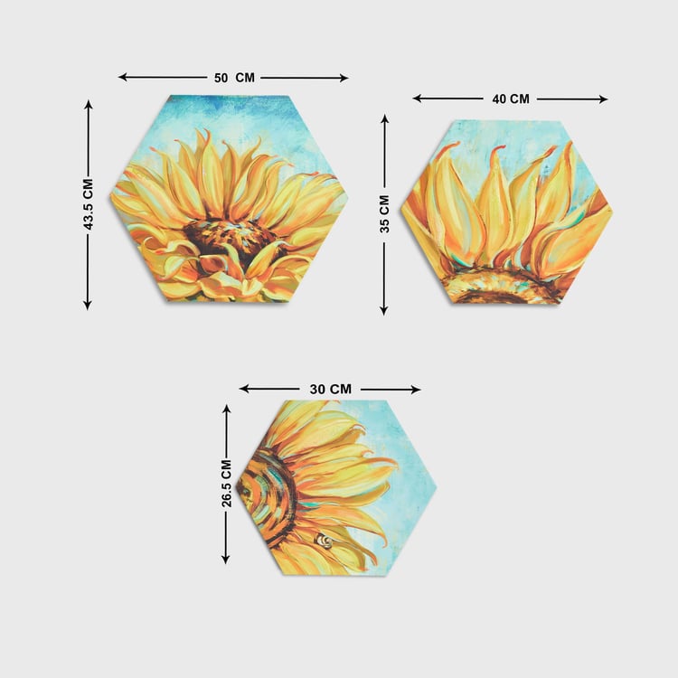 Brezza Art Sunflower Set of 3 Wood Picture Frames - 30x26.5cm