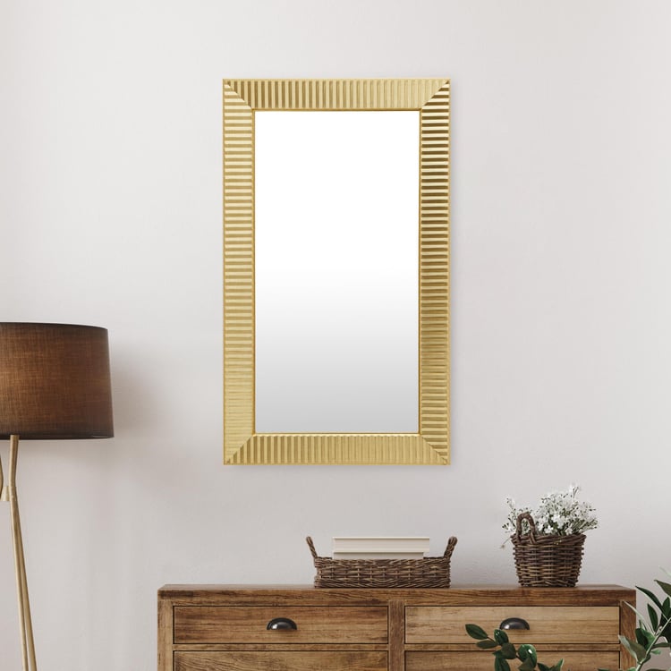 Reflection Sparkle Gold Textured Frame Rectangular Wall Mirror